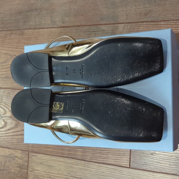 Prada Ballet Flats Gold Leather - Picture 5 of 11